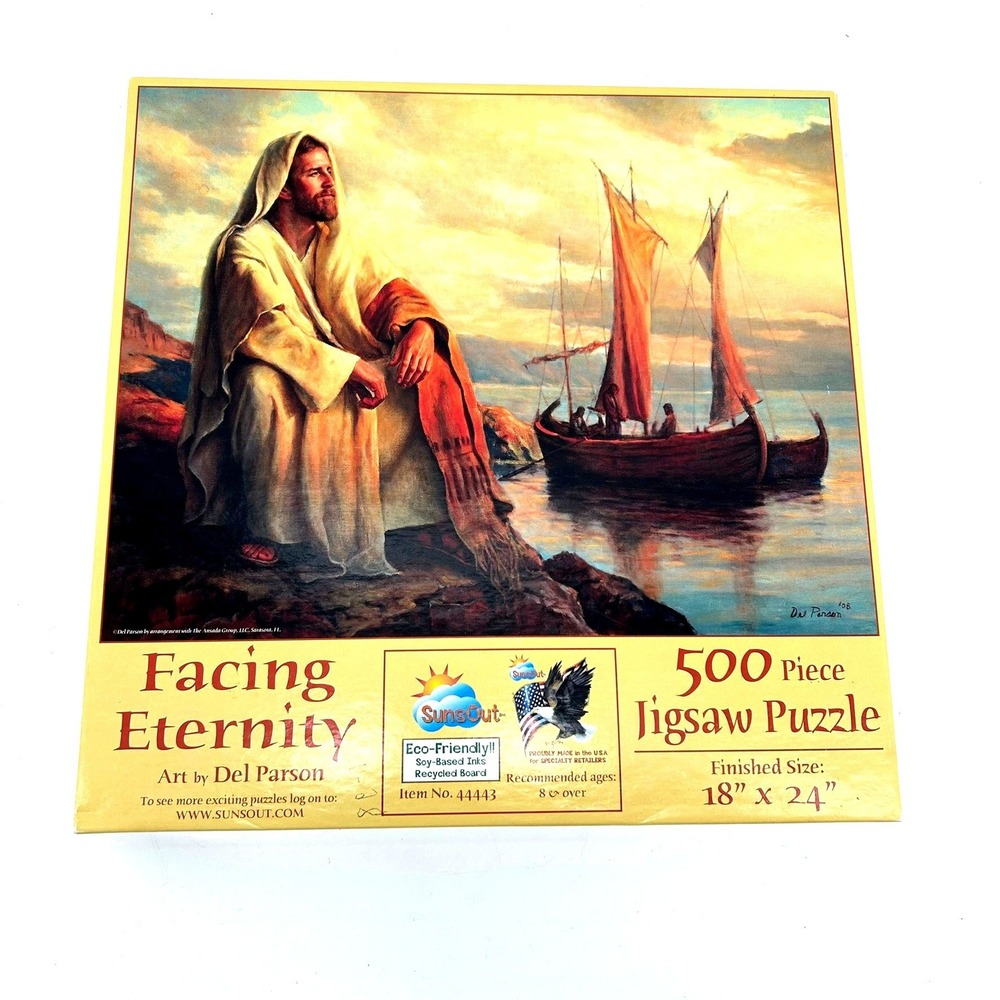 SunsOut Facing Eternity Del Parson Jesus 500 Piece Jigsaw Puzzle 44443 18x24